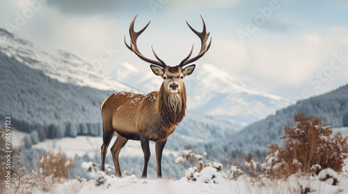 red deer Cervus elaphus in winter © Aki