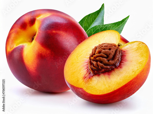 peaches,Nectarine fruit isolated on white background photo