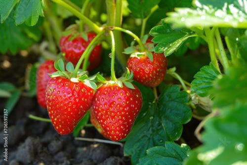 Freshly Picked Strawberries from the Garden. Generative AI.