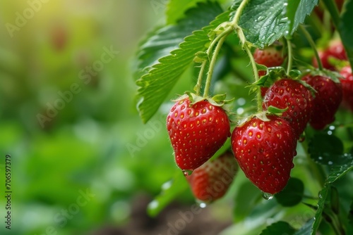 Juicy Red Strawberries Ready for Picking. Generative AI.