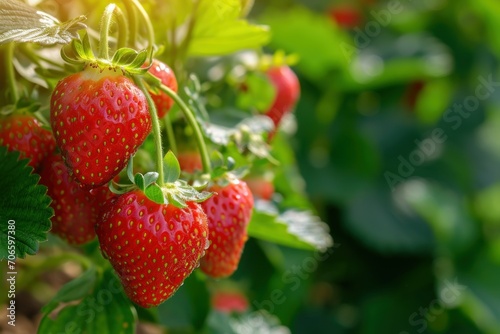 Strawberries Glistening with Morning Dew. Generative AI.