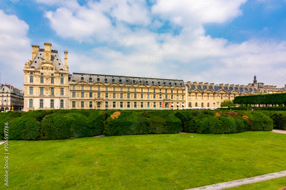 Louvre palace and Tuileries garden in spring, Paris