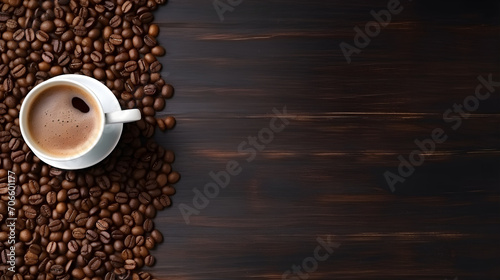 cup of coffee on wooden background