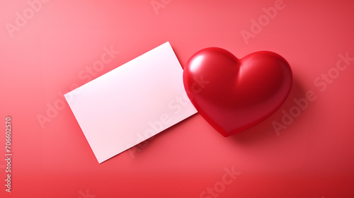 Red Heart and Handwritten Love Note A shiny red heart alongside a handwritten love note on a pink background, evoking personal and heartfelt emotions personalized Valentine Day