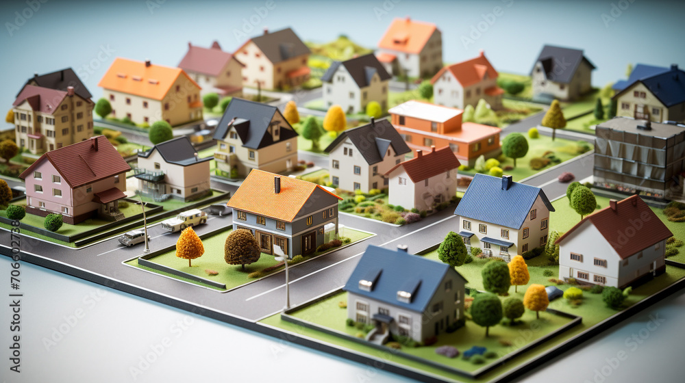 Mini Model House in a Community Setting A 3D illustration of mini model ...