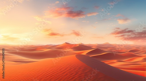 Dunes and sand in desert landscape. Abstract background. Illustration for cover, card, postcard, interior design, screen, poster, brochure or presentation.