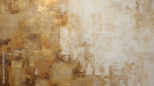 Wallpaper Mural Abstract Oil Painting with overlapping Squares in white and dark gold Colors. Artistic Background with visible Brush Strokes Torontodigital.ca