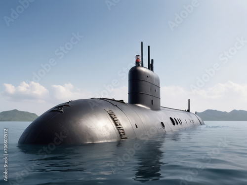 A huge submarine in the ocean
