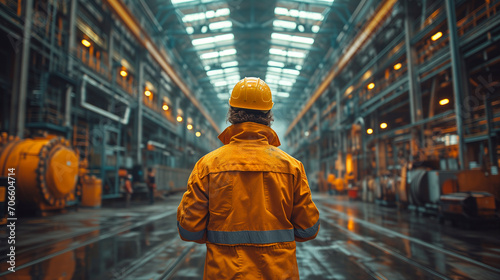 Industrial Engineer Overlooking Factory Floor
