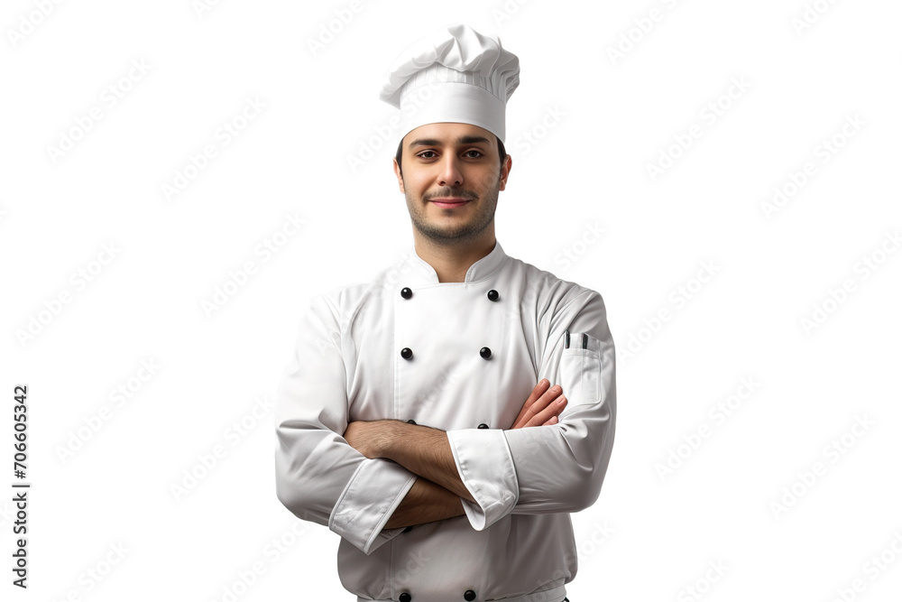 chef in uniform with a proud position in the studio on a white background chef in uniform with a proud position in the studio on a white background
