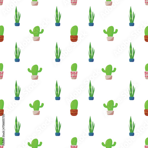 Cactus seamless pattern on a white background