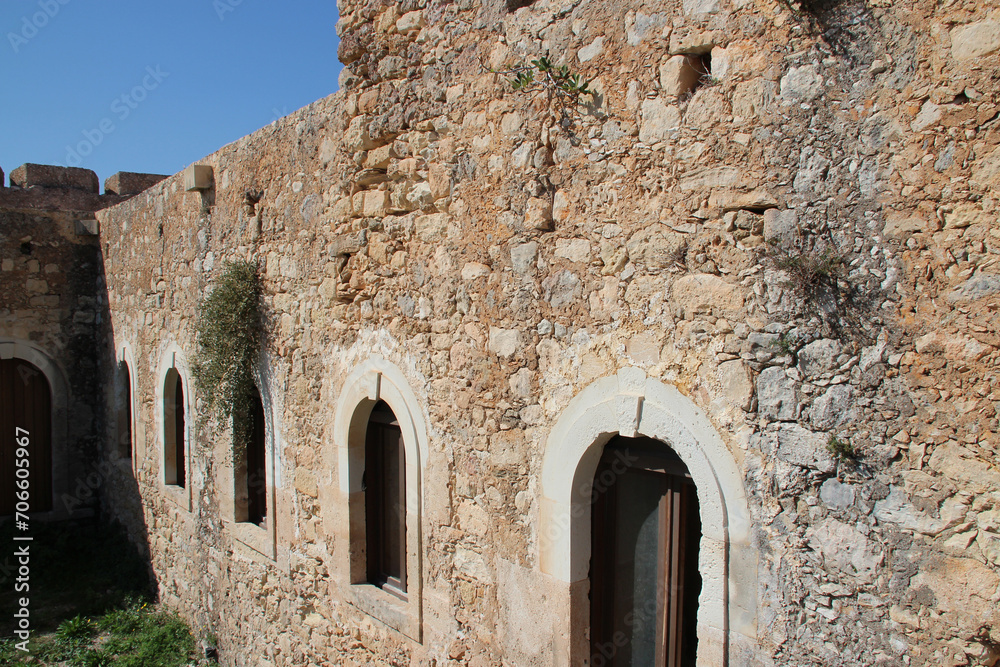 ruined fortress in aptera in crete in greece