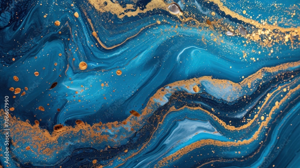 Blue and Gold Abstract Painting – Vibrant and Expressive Artwork Blue and Gold Abstract Painting – Vibrant and Expressive Artwork