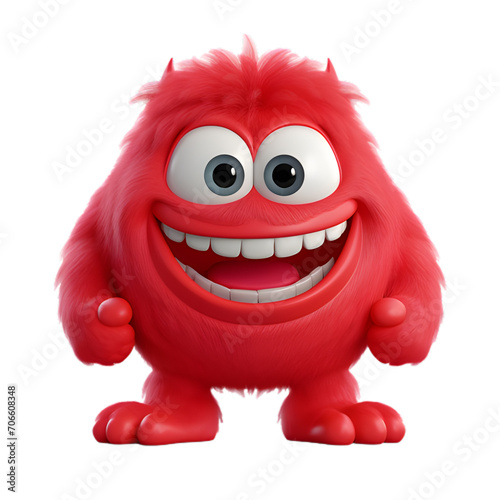 little red monster, 3d cartoon character, isolated on white background © Arted