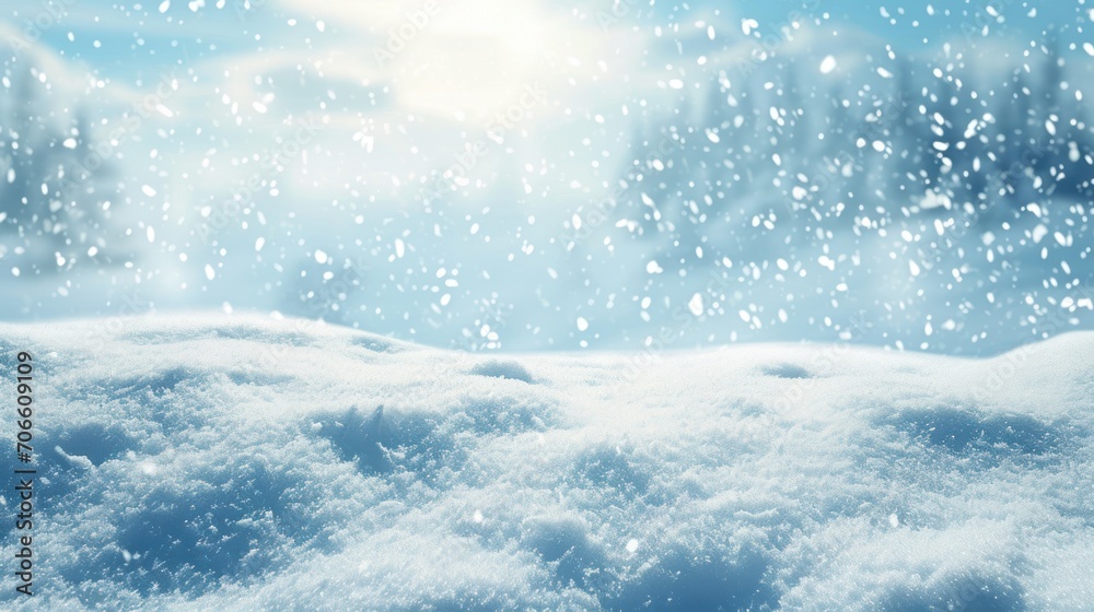 Snow Covered Ground Under Blue Sky, Winter Landscape Picture Snow Covered Ground Under Blue Sky, Winter Landscape Picture