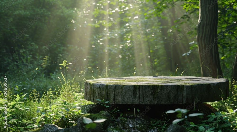 Wooden Bench in Middle of Forest Wooden Bench in Middle of Forest
