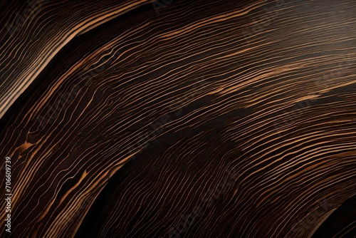 A cross-section view of dark ebony wood highlighting its dense texture.