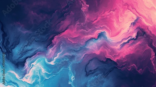 Vibrant Abstract Painting in Blue, Pink, and Purple Hues