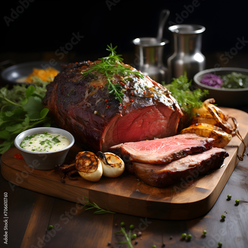 Grass-fed prime rib roast with homemade herbs and spices,cooking perfection

