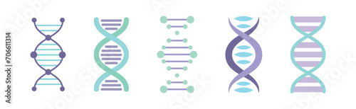 DNA Icons as Genetic Sign and Element Vector Set