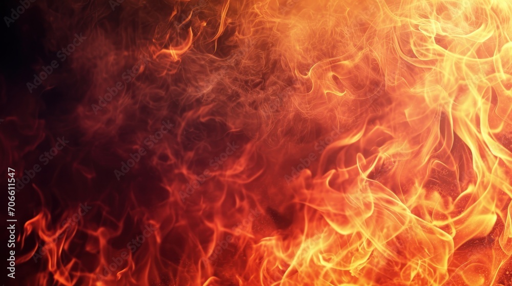 Intense Close-up of Fiery Flames in Clear View