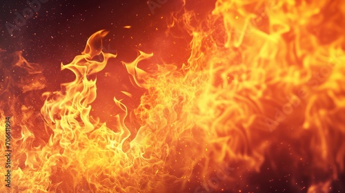 Close up of Flames in a Roaring Fire