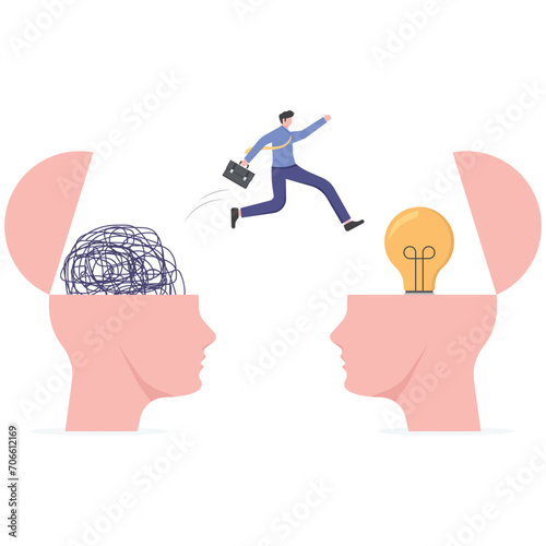 Change new ideas for the better. A businessman jumps out of the hustle and bustle for creativity

