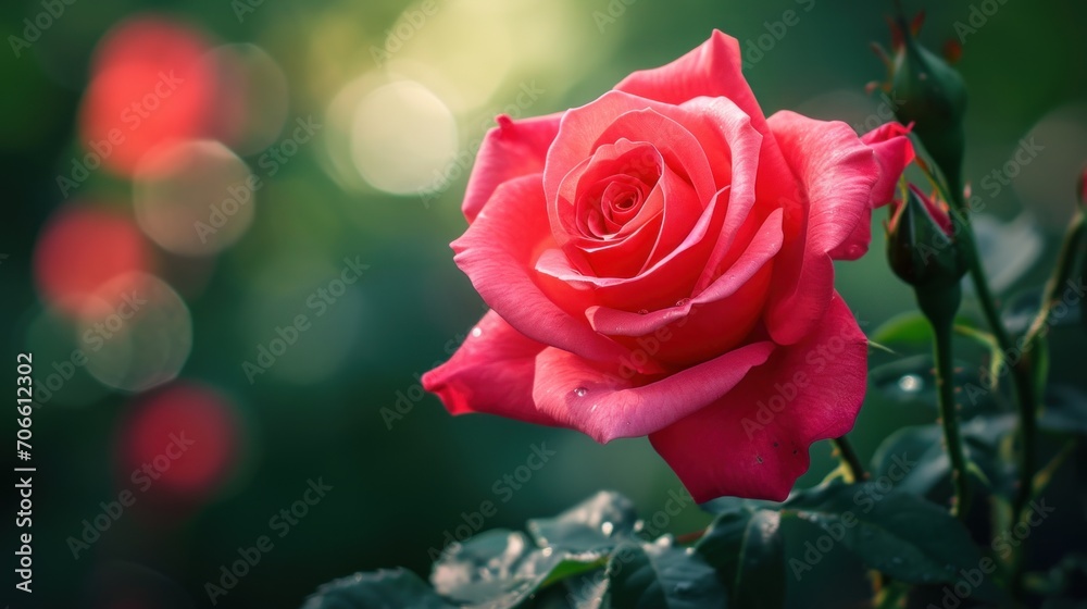 Blooming Pink Rose in Garden Blooming Pink Rose in Garden