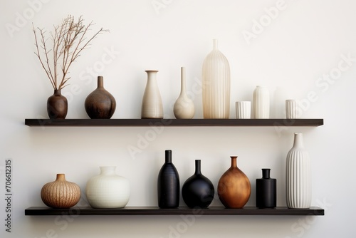 Assorted Vases Displayed on Shelves in a Couples Home