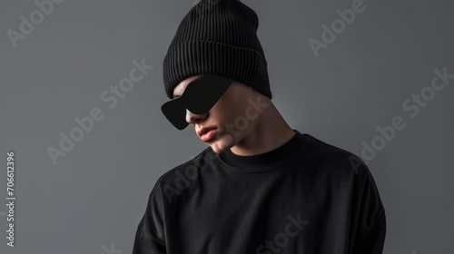 Man Wearing Black Hat and Shirt