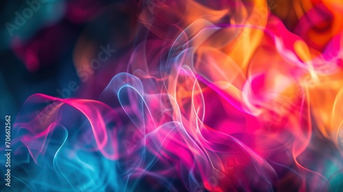 Blurry Photo of Colorful Smoke on Black Background