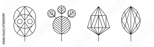 Floral Decoration Plant Line Stroke Icon Pictogram Symbol Vector Set