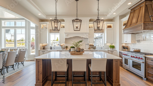 Beautiful Kitchen In Luxury Home With Island