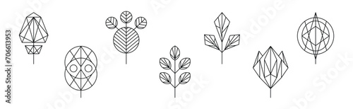 Floral Decoration Plant Line Stroke Icon Pictogram Symbol Vector Set