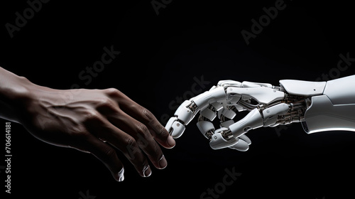 Sleek white robotic hand competes in arm-wrestling with human hand