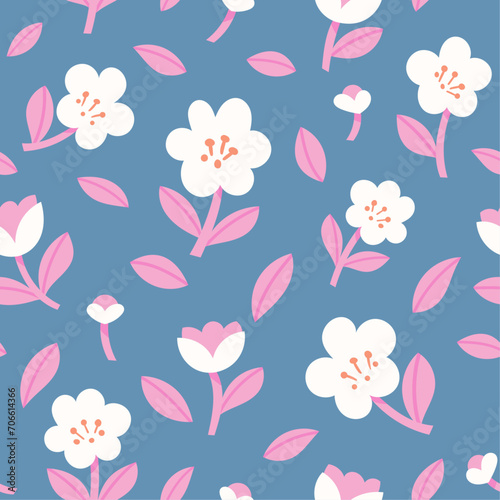 Cute vector floral seamless pattern. Colorful flowers background. Trendy repeat texture for fashion print  wallpaper or fabric.