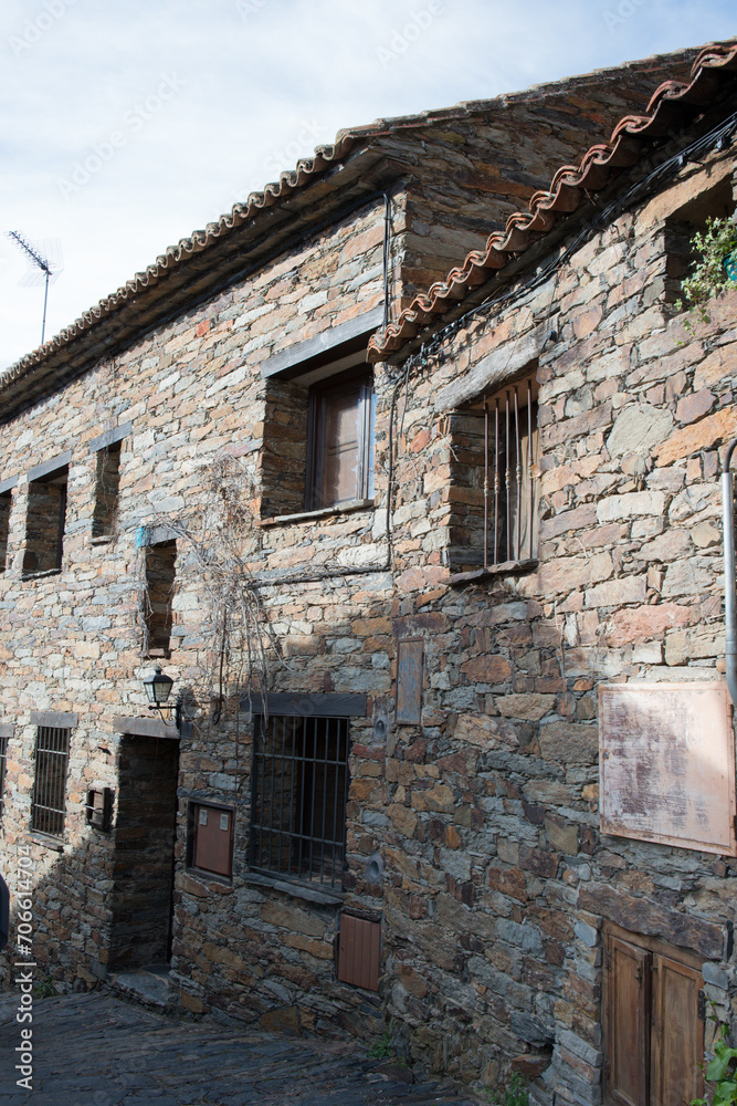 Beautiful houses in Patones de Arriba, Madrid. Traditional stone walls Beautiful houses in Patones de Arriba, Madrid. Traditional stone walls