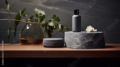 Solid soapstone podium ideal for natural skincare products