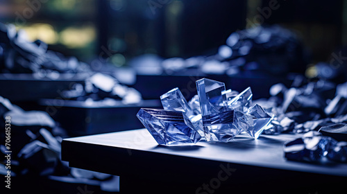Crystal quartz display indigo for serene tech accessory showcase