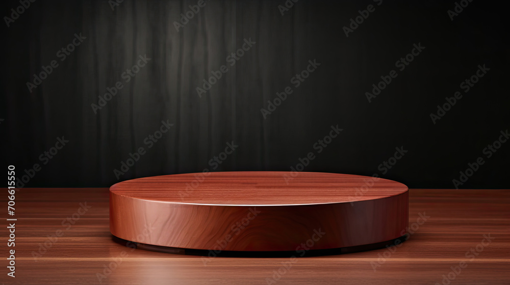 Sleek cherry wood podium ideal for showcasing beauty items Sleek cherry wood podium ideal for showcasing beauty items