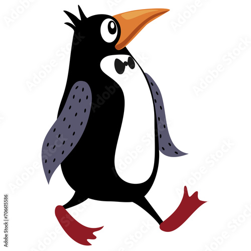 Vector penguin on a walk Walking penguin