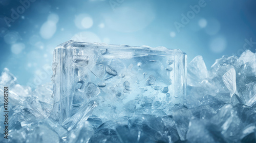 Chilled ice podium for showcasing refreshing skincare items