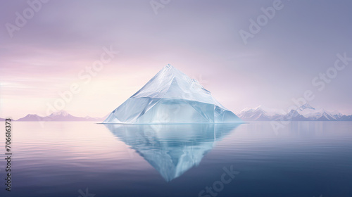 Translucent iceberg with angular edges pastel background for wellness products