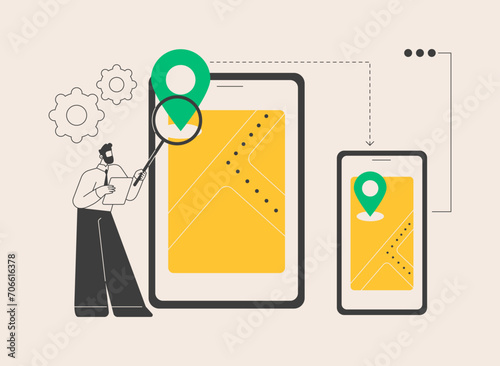 Cross-device tracking abstract concept vector illustration.