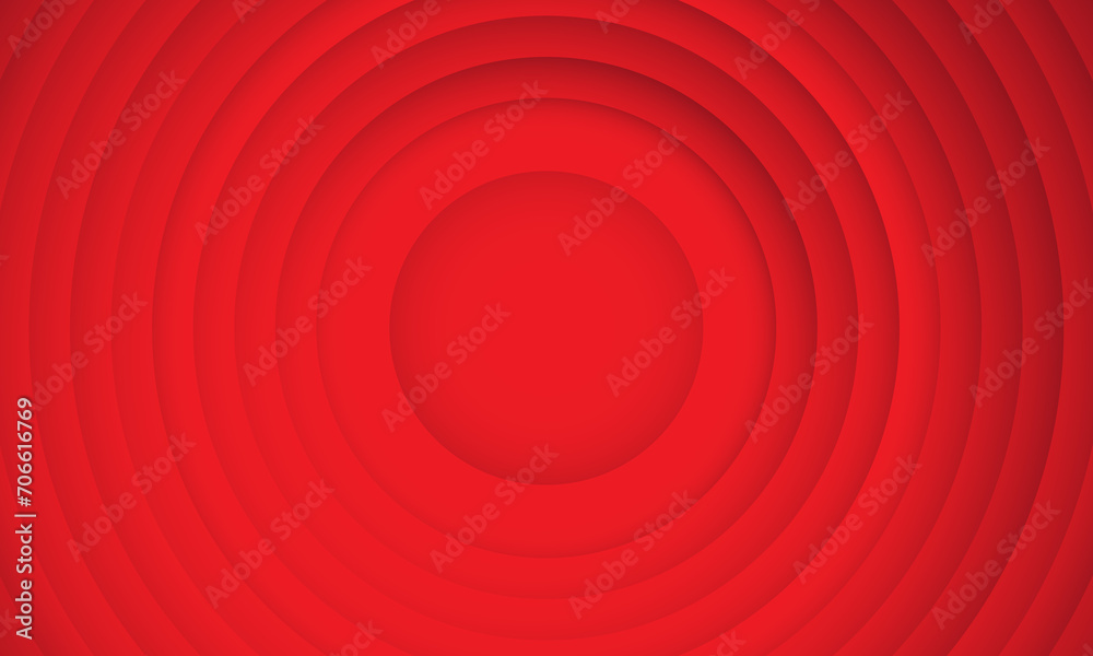 Obraz premium Abstract circle layers texture on red background with shadow.