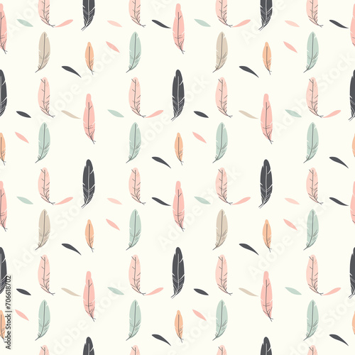 Feathers seamless pattern. Can be used for gift wrapping, wallpaper, background