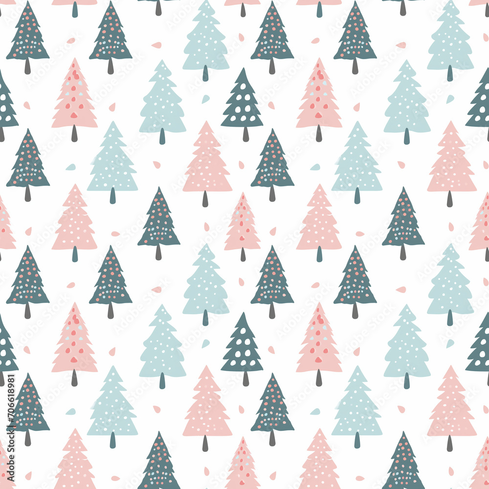 Christmas trees seamless pattern. Can be used for gift wrapping, wallpaper, background Christmas trees seamless pattern. Can be used for gift wrapping, wallpaper, background
