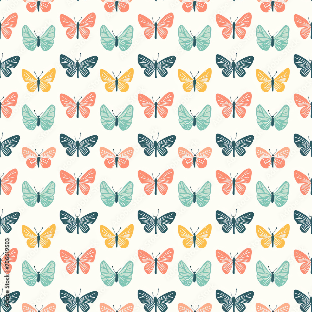 Butterflies seamless pattern. Can be used for gift wrapping, wallpaper, background
