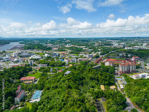 Bandar Seri Begawan Aerial View. Bandar Seri Begawan, the capital of Brunei Darussalam. Borneo. Southeast Asia.