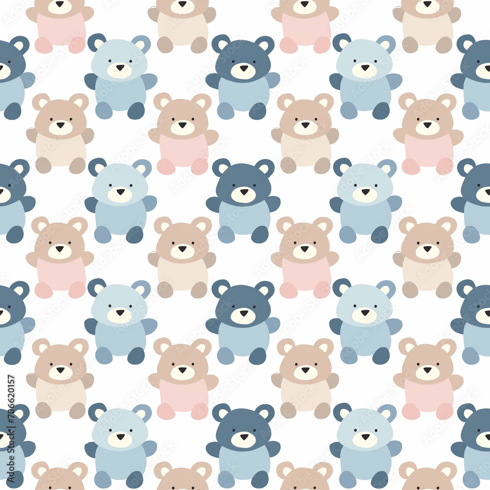 Teddy bears seamless pattern. Can be used for gift wrapping, wallpaper, background